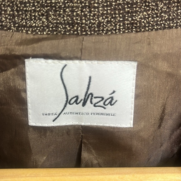 Sahza Wool Blend Double Breasted Blazer Size 12 Brown and Tan - Picture 4 of 12